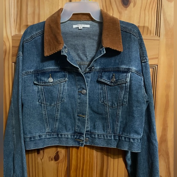 PacSun Jackets & Blazers - PacSun Blue Denim Jacket with Brown Collar